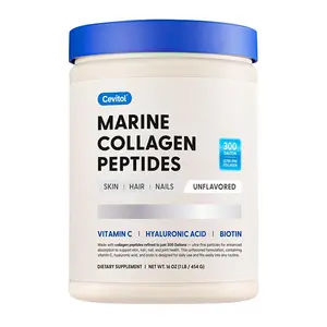 Marine Collagen Peptides Powder with Hyaluronic Acid, Biotin & Vitamin C, Hydrolyzed Marine Collagen for Skin, Hair, Nails & Joint Support, Non-GMO, Unflavored, Easy to Dissolve, 16 oz