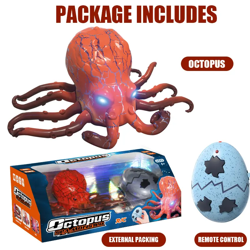 RC Crawling Octopus Toy - Blue LED Eyes, Realistic Movement, Mechanical Sound Effects, Remote Control Electric Animal, Unisex Kids' Birthday/Halloween Gag Gift