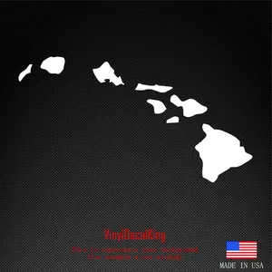 Hawaiian Islands Map Vinyl Decal - Hawaii Sticker Window Laptop car Bumper HI 6.5"x3.5" inches Color White