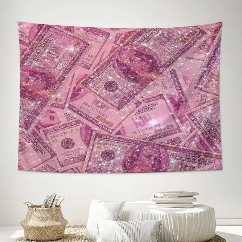Tapestry Pink Money Tapestry Aesthetic Wall Hanging Tapestries Cute Preppy Banner For Teen Girl Bedroom College Dorm Home Living Room Party Decor 29X37 In Gift Decoration Design