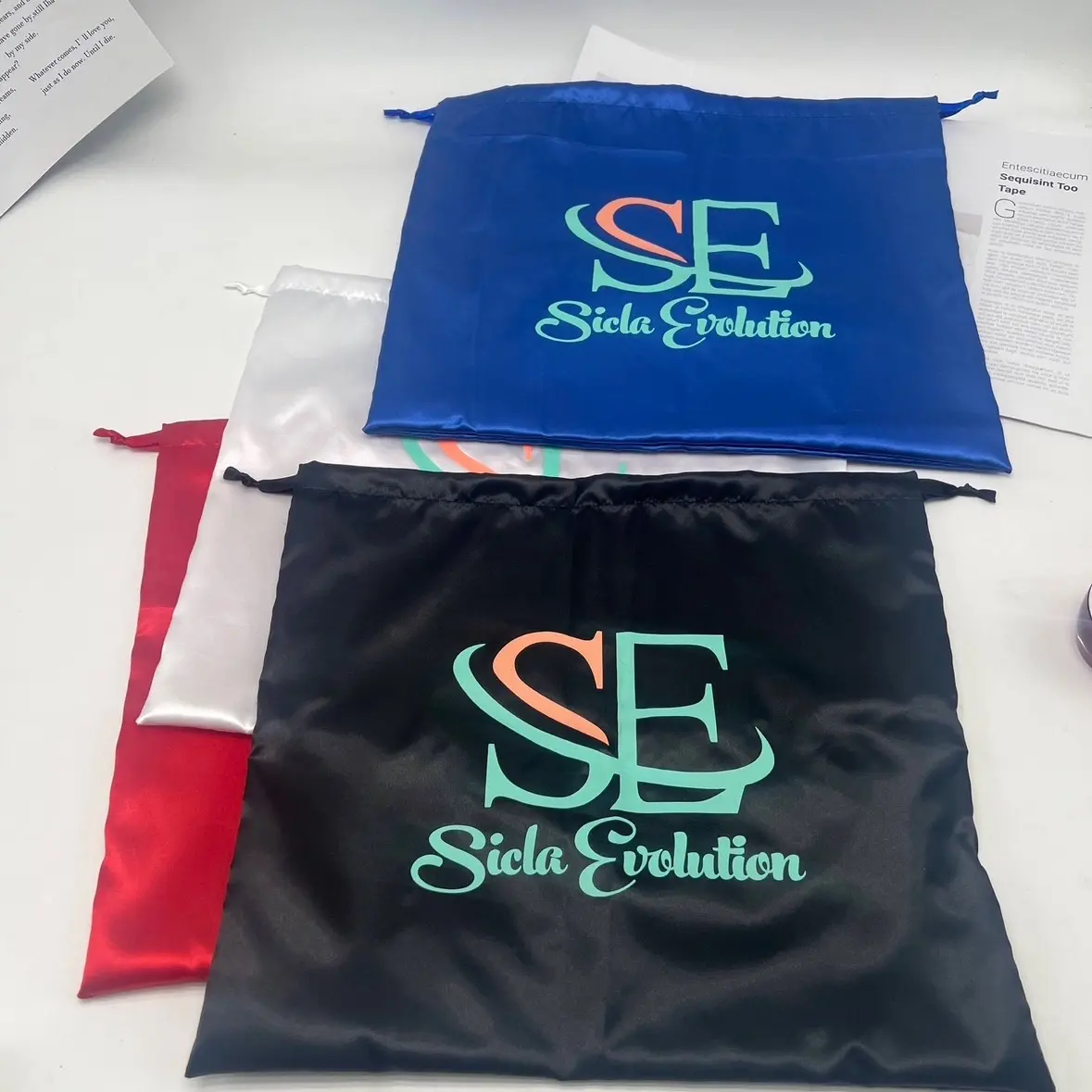 Sicla Evolution Handmade Satin Pouch Bag for Tote Bag, Jewelry, and Cosmetic Storage in Elegant black - Hanging built-in organizer