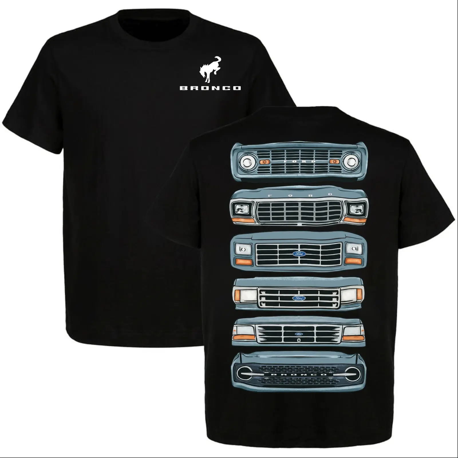 Ford Bronco Evolution Grille Heritage T-Shirt, Bronco Graphic Tee, Vintage SUV Off Road Shirt, Ford Bronco Lover Gift for Men, 4x4 Adventure Apparel