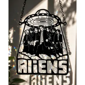 Kpop Alien Boy Band Suncatcher Gothic UFO Window Hanging Prism Decor Gift for Korean Pop Music Fans Birthday