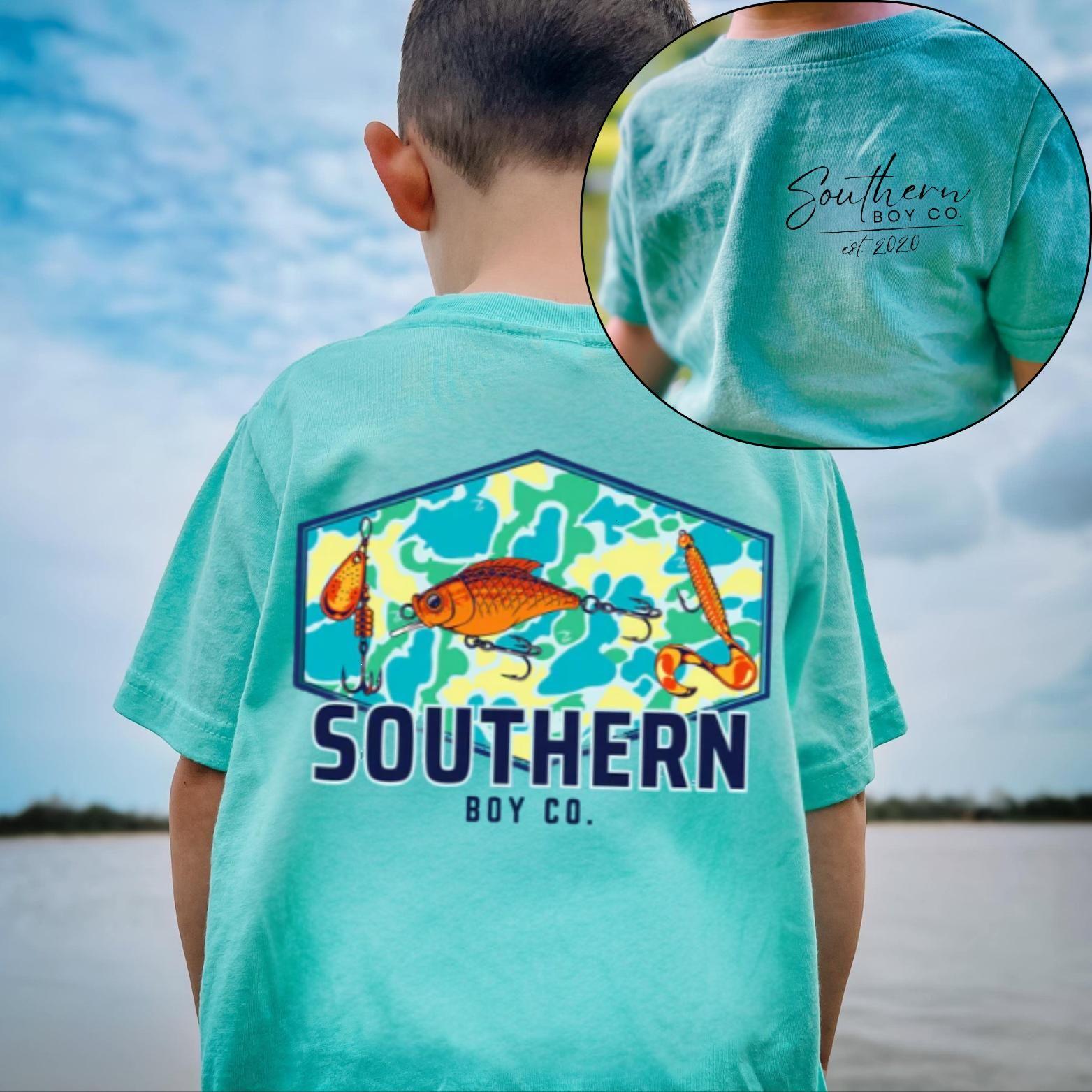 Youth & Adult Southern Fishing Lure Graphic T-Shirt, Outdoor Angler Summer Casual Family Matching Fishing Lover Gift Tee, Hunting and Fishing Shirt, Country Boy Style, Outdoor T-Shirt, Youth Clothing, Gift for Boys