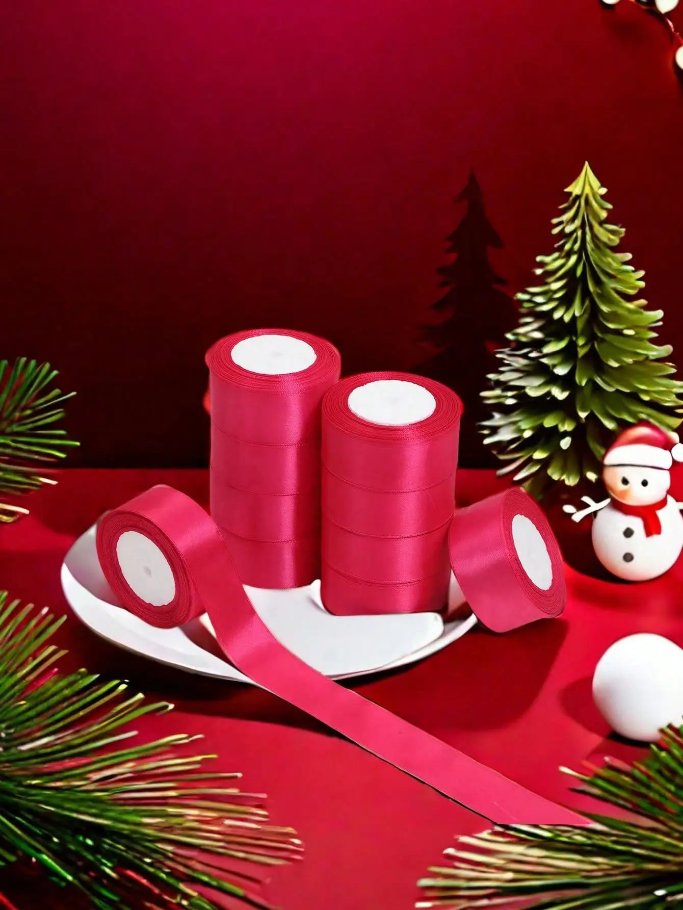 (10 Rolls) Satin Ribbon DIY Rose Flower Materials, Cake Decoration, Gift Wrapping, Ribbon For Wedding, Party And Christmas