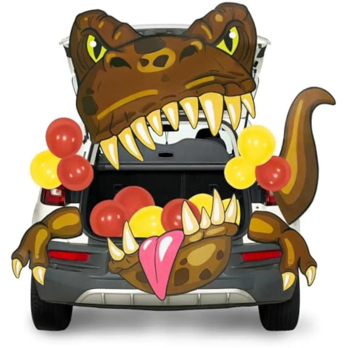 Halloween Dinosaur Trunk Or Treat Car Decorations Kit for SUV Outdoor Indoor Decor Balloons, for Haunted House Door Archway Entryway with Tassels Paper Board Dot Glue