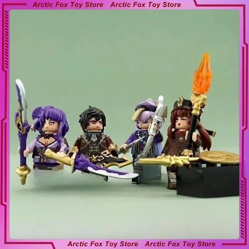100% New 5 cm Genshin Impact Action Figure Building Blocks, ABS+PVC Zhongli Klee Game Peripherals, Kids' Desktop Decoration Gift Toy for Fans