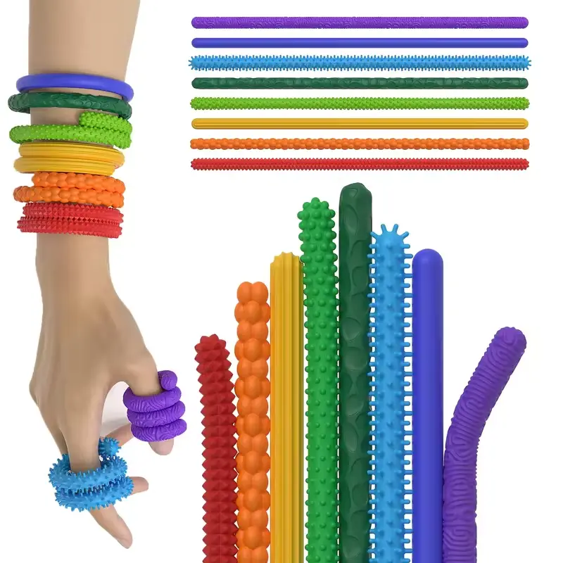 8pcs EDC Fidget Sensory Sticks Toys, Worry Balls Autism Calming Kid Adults Anxiety Relief Stress Sensory Toy