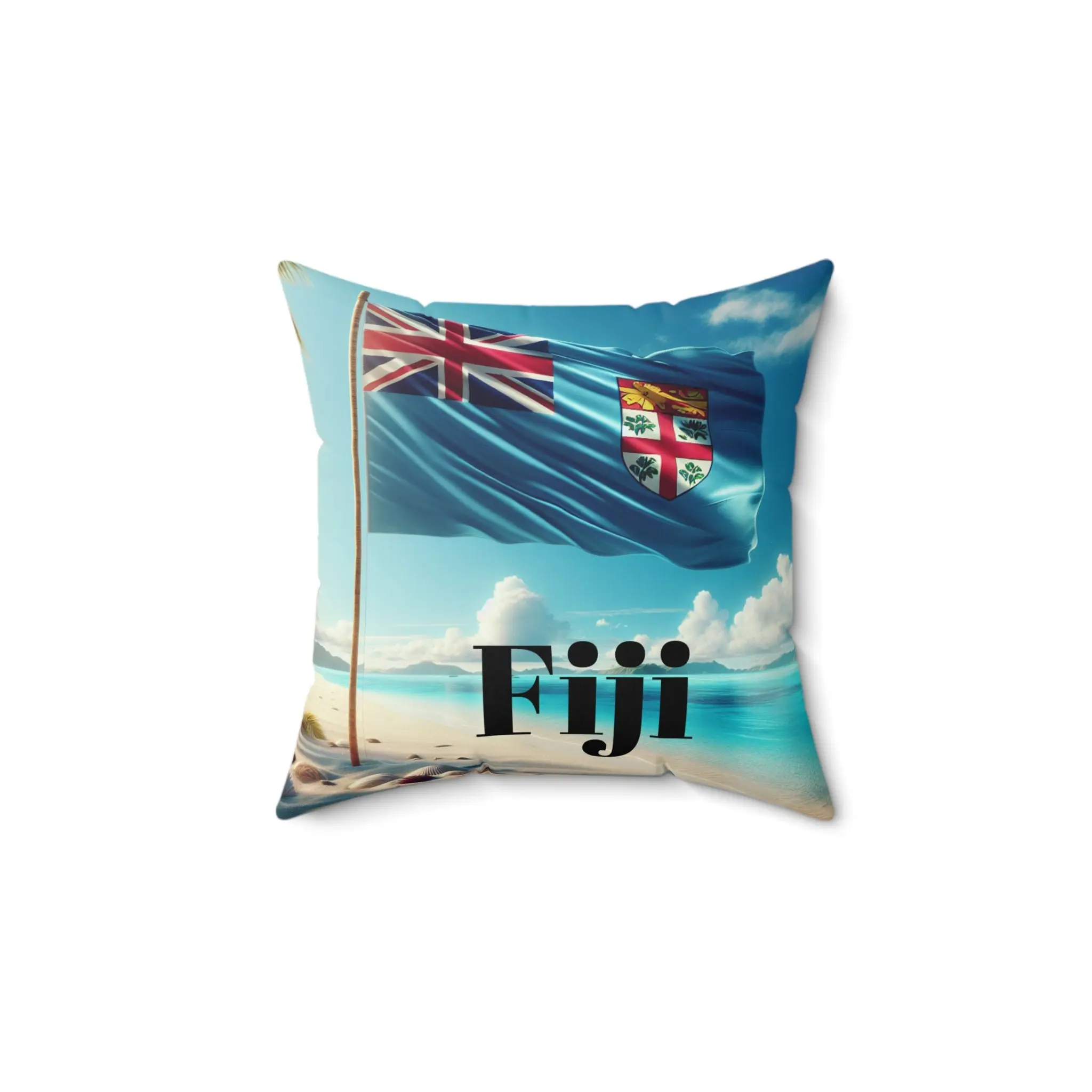 Fiji Flag Beach Decor Pillow | Boho Home Accent | Summer Vibes | Perfect for Beach Lovers, Travel Enthusiasts, Tropical Decor