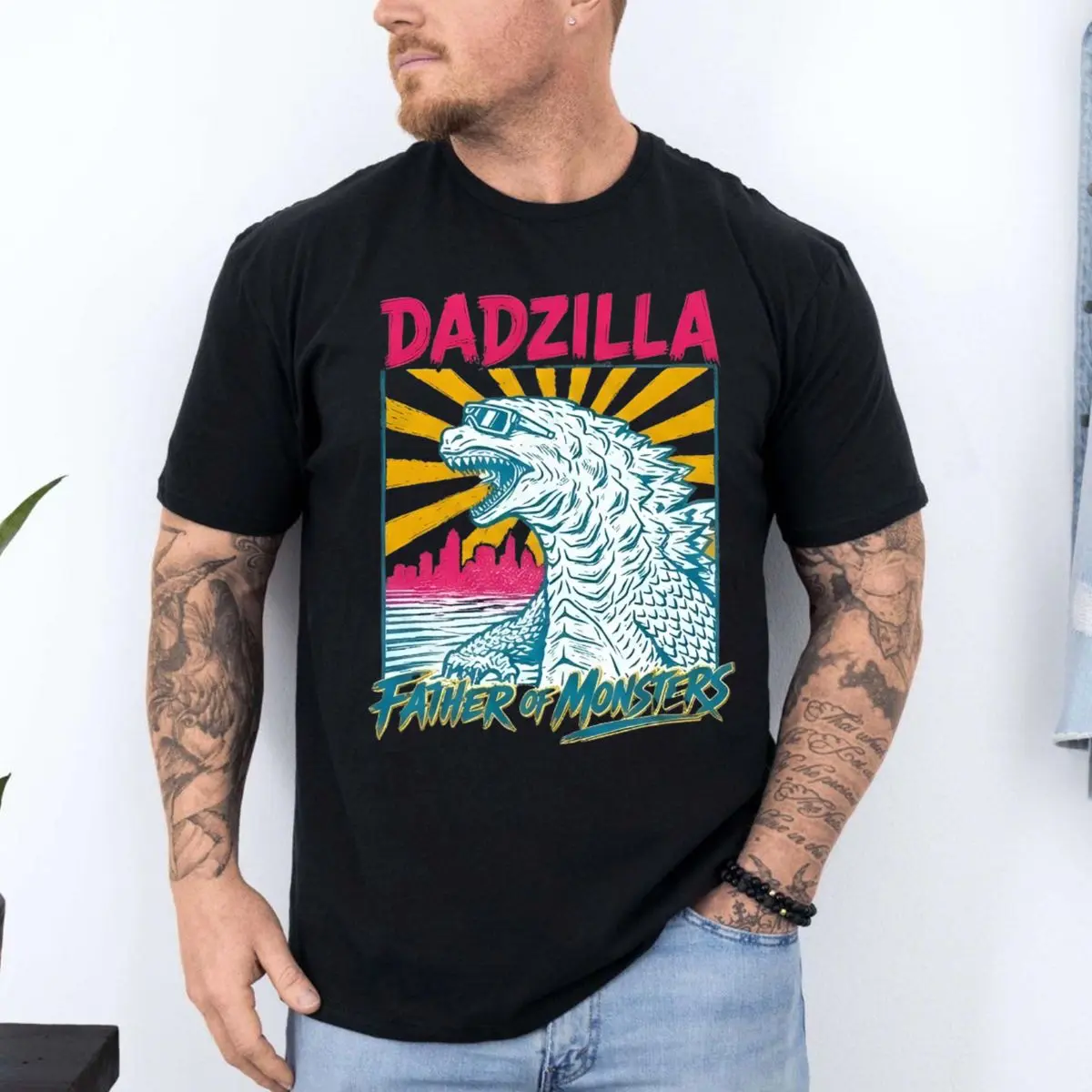 Dadzilla Shirt, Funny Dad T Shirt, Father Of Monsters Vintage Graphic Tee, Perfectt Father’S Day Gift For Dad, Unisex Short Sleeve Tee