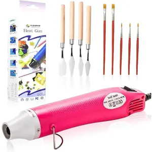 Heat Gun for Crafting Mini Heat Tool for Epoxy Resin Silicone Molds Acrylic Pouring Embossing Bubble Removal Compact Craft Dryer for Small Art Projects Pink