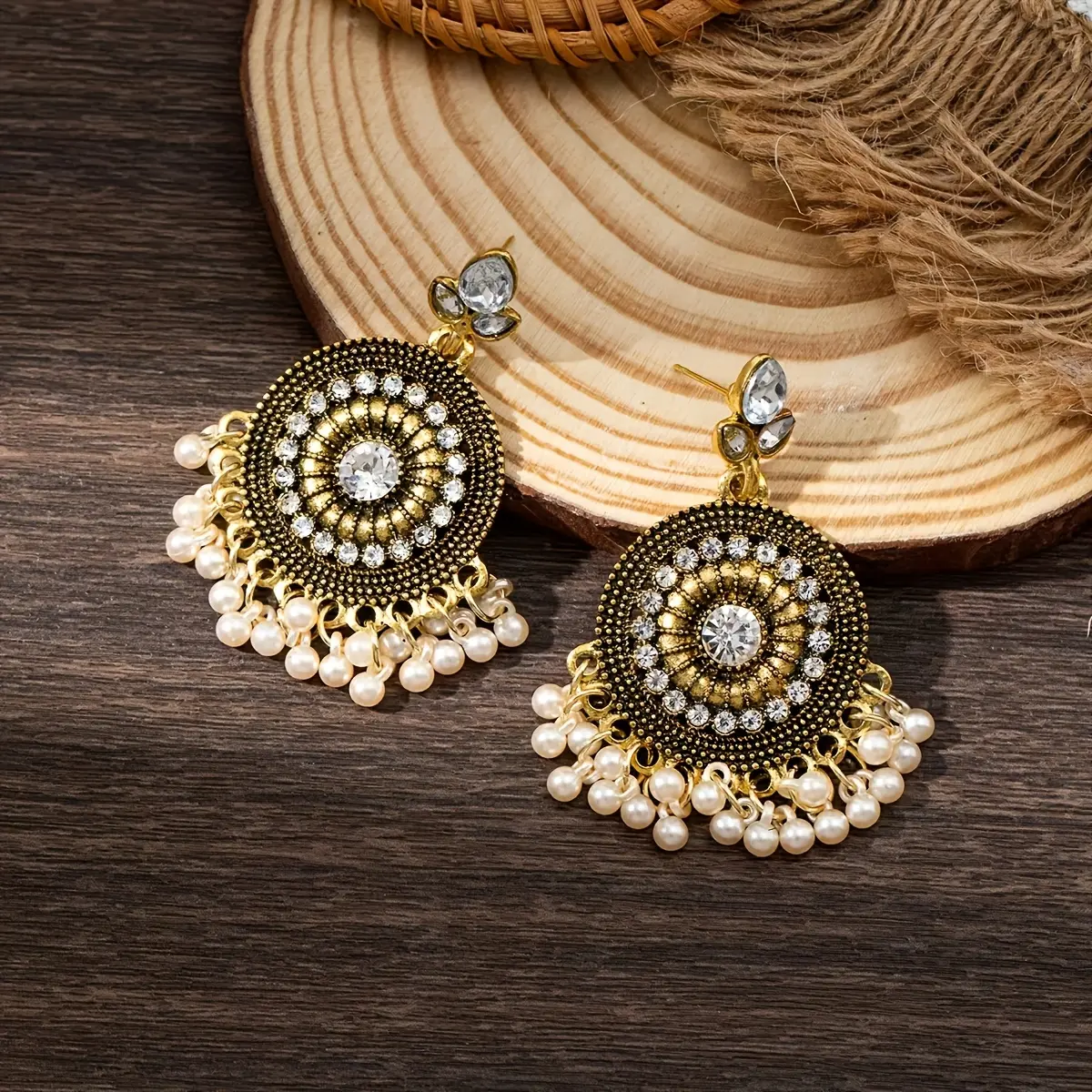 1 pair of new exaggerated bell earrings bohemian style with a hint of vintage style tassel earrings, perfect for daily wear and parties, all-season accessory, perfect for birthday and anniversary gifts.