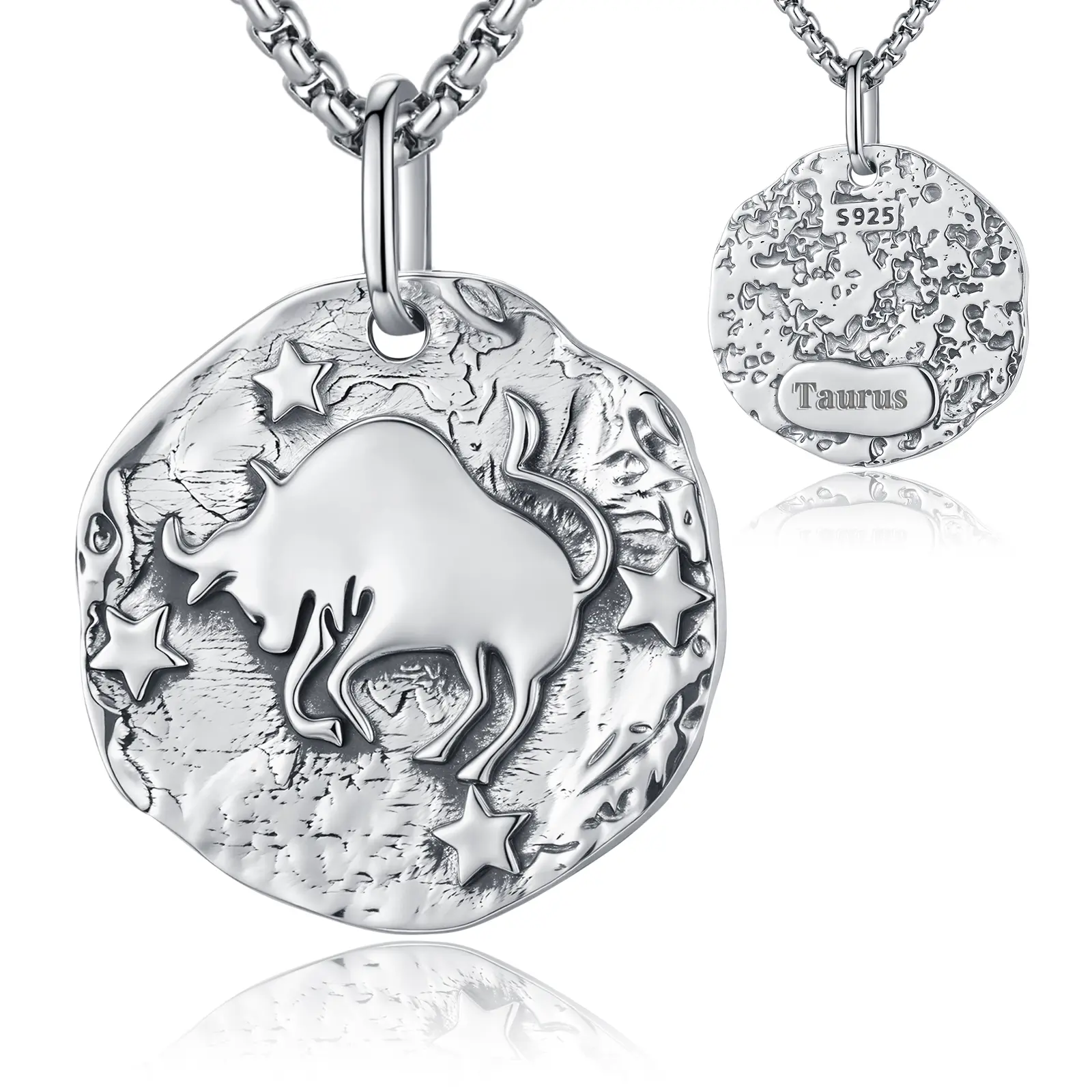 Sebina Zodiac Necklace Taurus Zodiac Signs Charms Silver Jewelry 12 Zodiac Signs Pendant Necklace Gifts for Women Men Birthday Anniversary Lover Graduation Belief