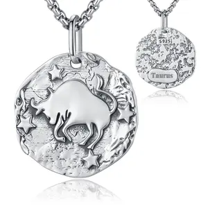 Sebina Zodiac Necklace Taurus Zodiac Signs Charms Silver Jewelry 12 Zodiac Signs Pendant Necklace Gifts for Women Men Birthday Anniversary Lover Graduation Belief