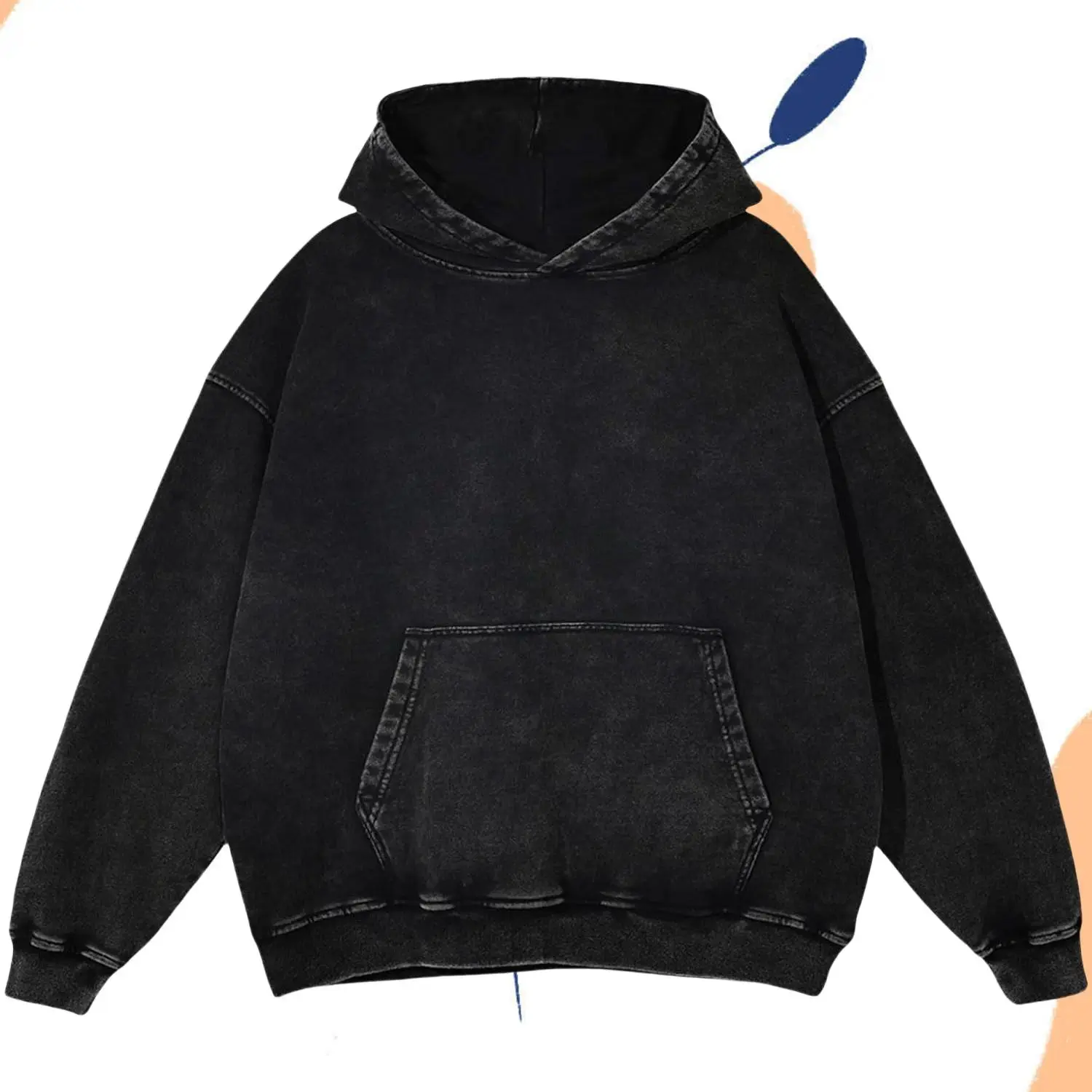 Men's Stylish Loose Ripped Oversized Pullover Hoodie - Vintage Heavyweight Plush Cotton Menswear Top, Unisex Couples Casual Streetwear Hooded Sweatshirt (Matching Style Inclusive)