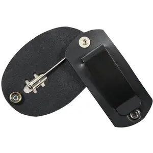 Black - Clip On Badge Holder with Swivel Snap, for Law Enforcement Shield Badge
