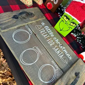 Wooden Santa cookie tray