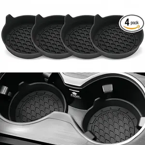 4-Piece Car Cup Holder Mats, Car Mat Set, Silicone Cup Holder Liner, Universal Non-Slip Car Cup Holder, Unisex Car Interior Accessories