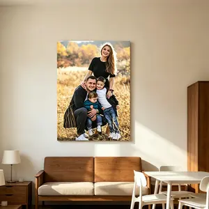 Personalized Pine Frame Canvas Poster, Custom Family Photo Wall Art, Love Theme Home Decor, Unique Gift for Couples & Friends