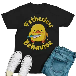 Fatherless Behavior Knife Duck Cute Design Unisex Casual T-shirt Soft Cotton, Funny Graphic Tee