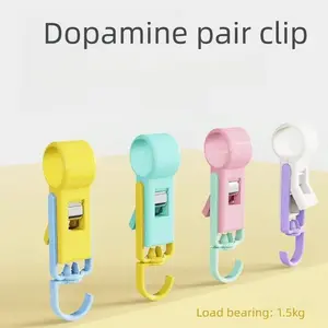 4PCS Kitchen clips, no-drill, adjustable sleeves, plastic for securing towels and clothes; household hardware.