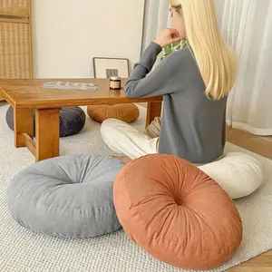 Round cushion, fabric bay window tatami cushion and floor pillow - made of soft polyester fiber material, comfortable and suitable for beige Japanese style chair cushions, comfortable seat, minimalist design, breathable fabric, skin friendly material