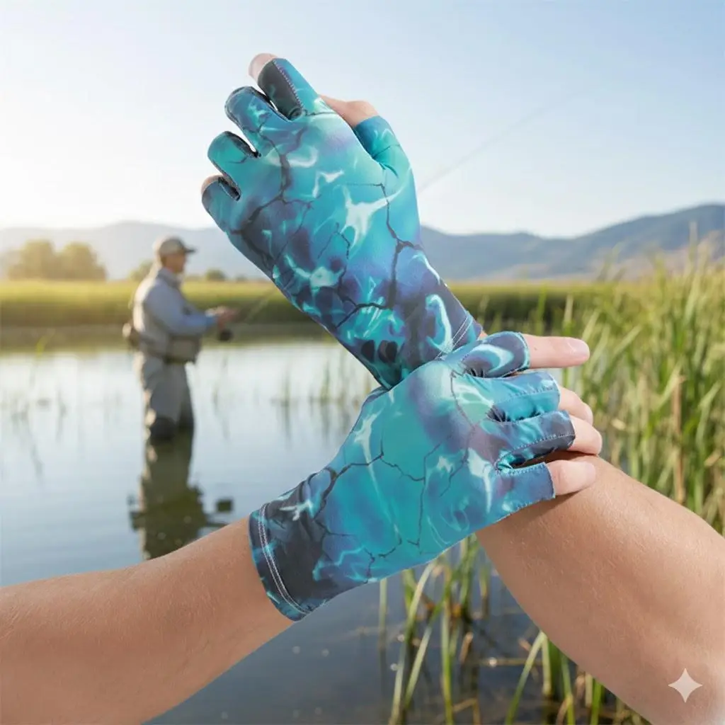 Men's & Women's Half Finger Outdoor Gloves, Anti-Slip Breathable Sun Protection, Stretchy UV Resistant for Fishing Cycling Hiking Sports, L/XL Sizes, Summer Essential