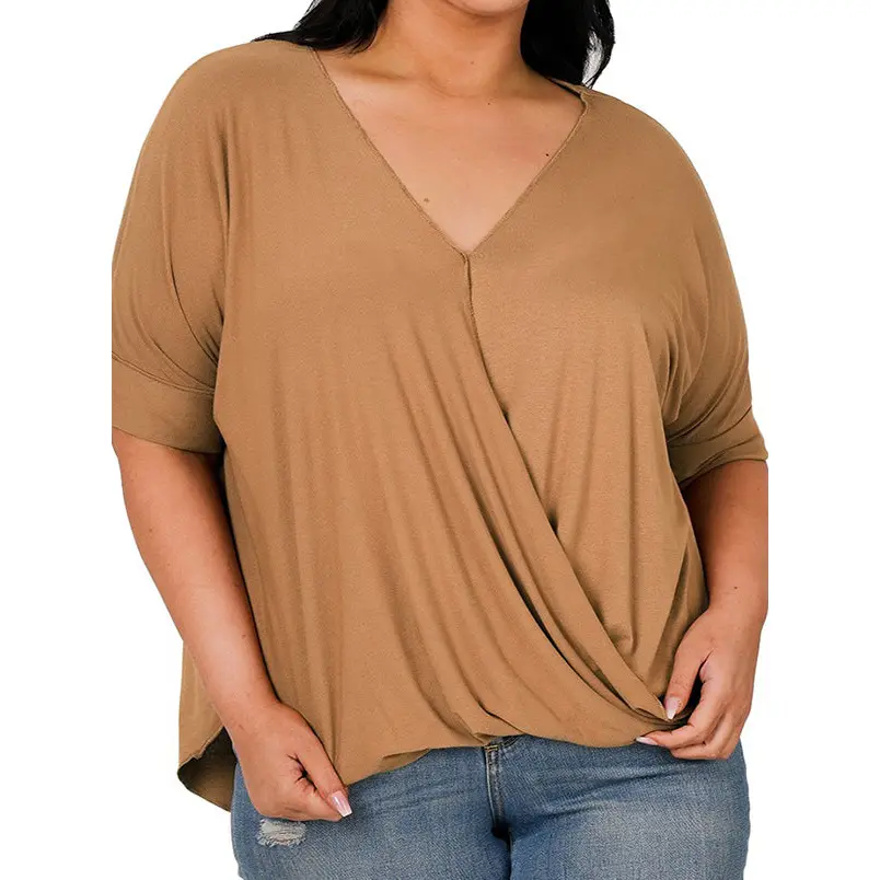 Shorty - Plus Size Rayon Crepe Layered Top - Deep Camel