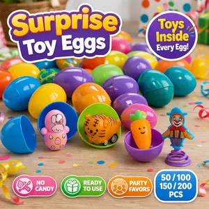 Prefilled Surprise Toy Eggs for Kids, Plastic Eggs with Toys Inside, Party Favor Eggs, Goodie Bag Fillers, Classroom Prize Toys, Birthday Party Supplies, No Candy Surprise Eggs, 50/100/150/200 PCS