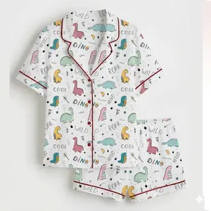 Dinosaur Pajamas Women, Cute Dino Pajama Set, Button Down Short Sleeve Sleepwear, Fun Cartoon PJs, Gift for Her #streetstyle #2026trend #trendingfashion #tiktokshopfinds
