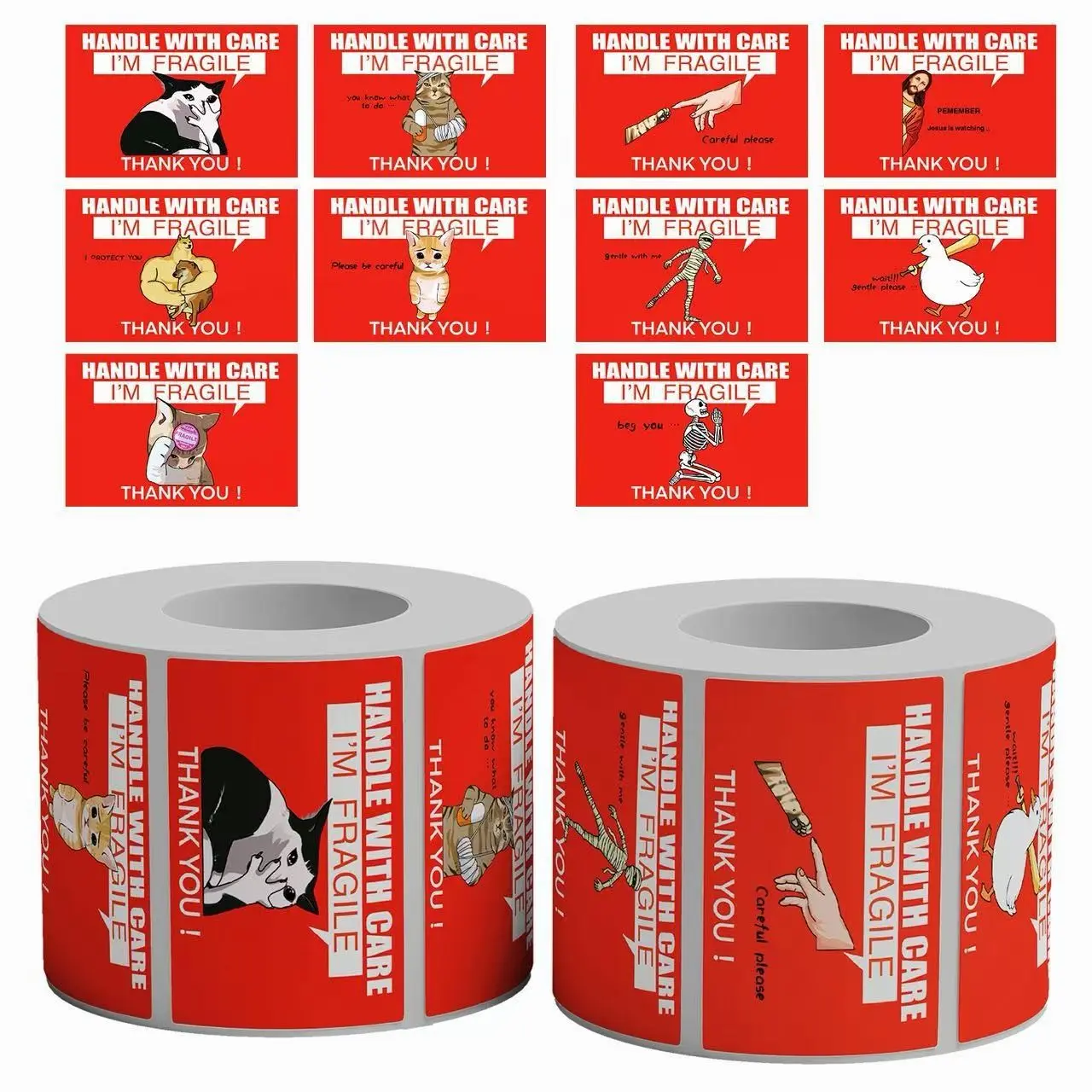 200 Pcs Fun Meme Stickers Roll, Funny Stickers, Breakable Adhesive ...