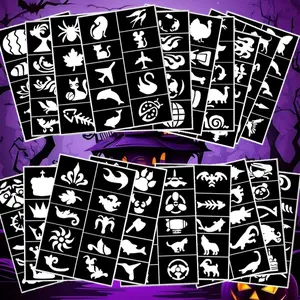 Mixed Theme Pattern Temporary Tattoo Sticker Template, Tattoo Stencil, 20pcs/set DIY Hollow Out Tattoo Sticker, Body Art Decoration for Women & Girls