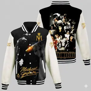 Michael Jackson Varsity Baseball Jacket – Pop Legend Fashion Gift