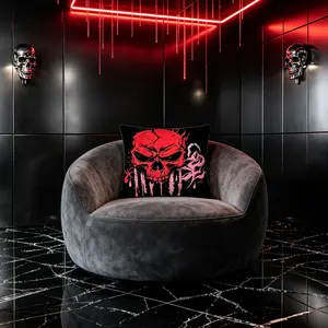 1‑Piece Red Skull Pink Drip Gothic Throw Pillow, Single‑Sided Digital Print Dark Grunge Decorative Cushion, Suitable for Sofa, Bedroom, Home Decor for Gothic Enthusiasts & Halloween