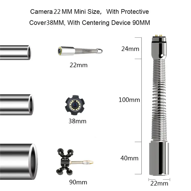 Sapphire Self-Leveling Video Camera Head with 512Hz Sonde Transmitter, 22-23mm IP68 Waterproof Tank Underwater Replacement Locator Head for MAOTEWANG All-in-1 Sewer Camera System