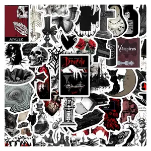 50Pcs Gothic Dark Vampire Stickers Pack, Waterproof Goth Horror Vinyl Decals for Laptop Water Bottle Journal Scrapbook, Spooky Gifts for Gothic Lovers
