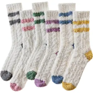 6 Pairs Coral Fleece Floor Socks Warm Plush Sleeping Socks Sports Mid Tube Socks Beauty & Personal Care