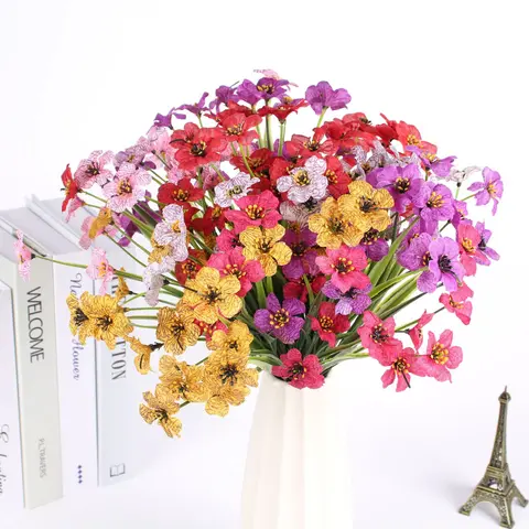 UV-Resistant Artificial Mixed Flower & Plant Bouquet Set (12pcs./24pcs) - Outdoor-Safe Colorful Fake Flowers with Decorative Fruit Ornaments, for Home Decor, Garden Party Supplies, Plants