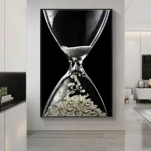 Time Is Money Art,  Motivational Hourglass Painting, Quality Paper 8x12 to 27x40inch