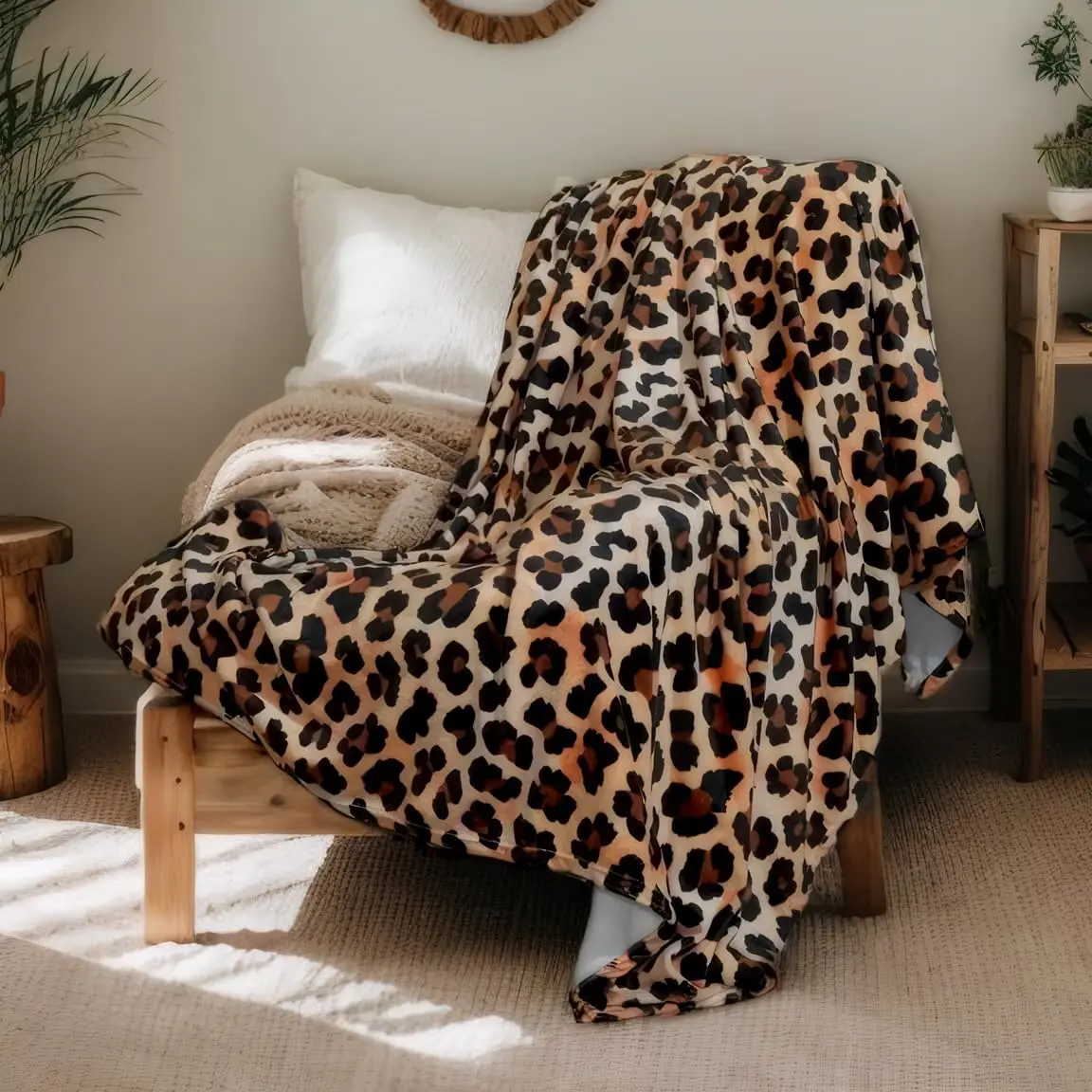 Leopard Print Fluffy Throw Blanket  Cozy Soft Fleece Blanket for Couch or Bed, Cute  Print Decor, for Women, 5060 Inches