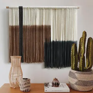 Macrame Wall Hanging Handmade Boho Decorative Wall Art, Woven Fiber Tapestry for Living Room, Bedroom, Modern Home Decor 27" W x 19" L