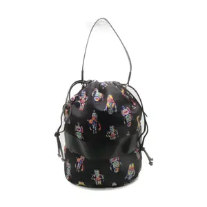 Pre-owned PRADA Nylon Shoulder Bags and Saffiano Leather Jumbo Robot Bucket Bag Purse