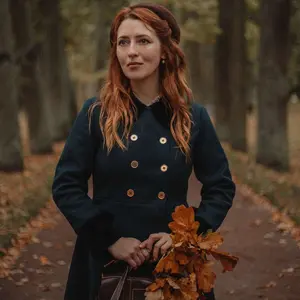 Retro Stage 1940S Double-Breasted Fitted Vintage Pea Coat with Long Pockets, Structured Shoulders, Thick Fleece for Fall and Winter Casual Outings Womenswear Jackets