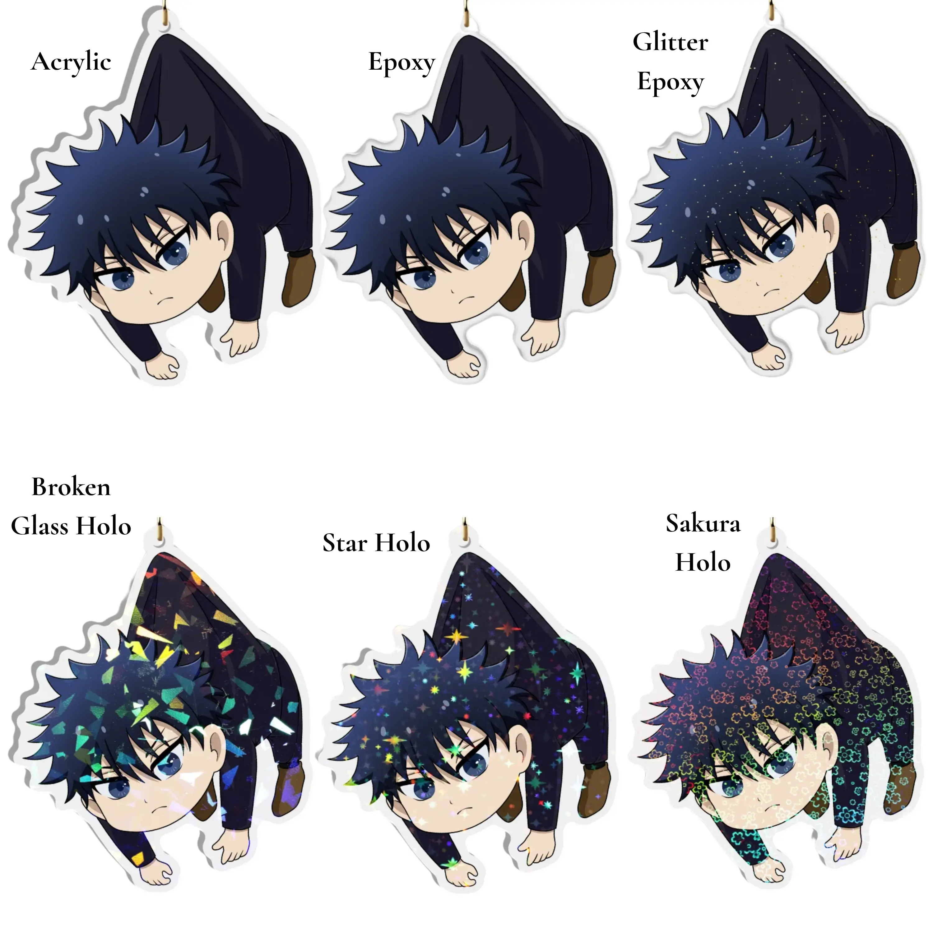 Jujutsu Kaisen Megumi Star-Heart Acrylic Double-Sided Keychain, Non-Official Collectible, Approx. 3", Cartoon Collectible Keychains
