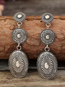 Vintage Bohemian Western Style Earrings, Dainty Fashion Jewelry, Metal Alloy Geometric Patchwork Design, Unique Dangle Earrings for Women