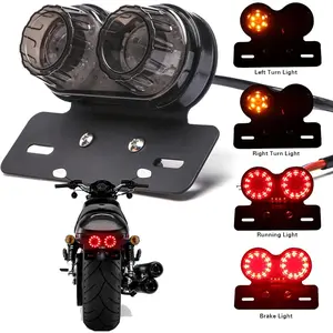 40 LED 40W Motorcycle Tail Light Integrated Running Lamp Brake&Turn Signal Light with License Plate Bracket Compatible With Motorcycle Street Bike Cruiser Chopper and More