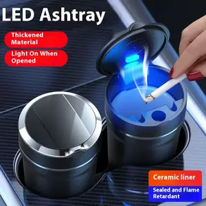 Car ashtray, enlarged capacity ceramic liner ashtray, car ash extinguisher, car ash storage tank, enlarged sealing, strong ash storage tank