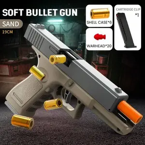 Soft Bullet Toy Gun with Ejection and Rebound Action, Educational Model Toy Pistol, Outdoor Shooting Game Toy, Khaki/Black Color, Kids Gift