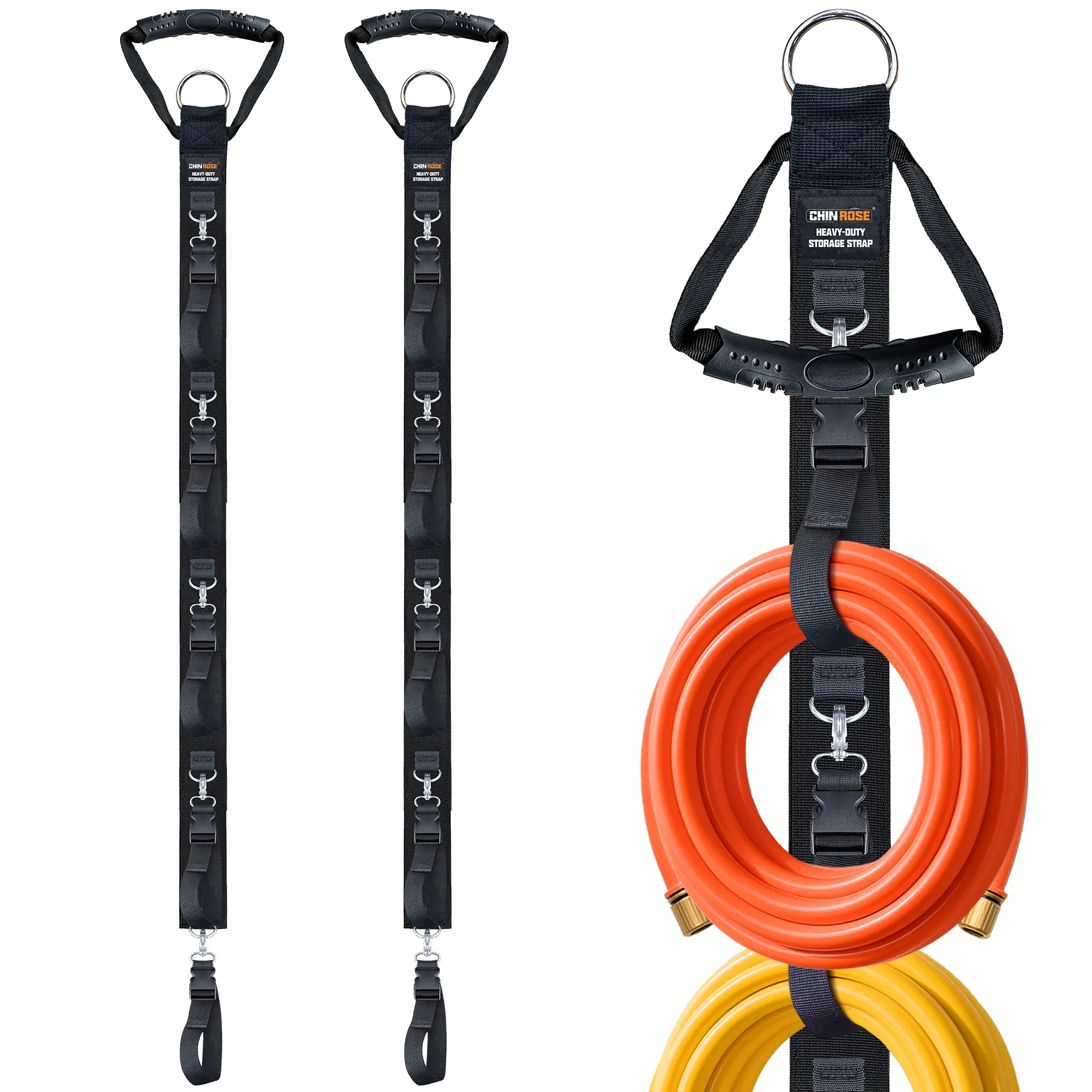2 Pack Extension Cord Holder with 5 Detachable Straps, Heavy Duty Garage Storage Organizer for Cable, Hose, Rope & Tools