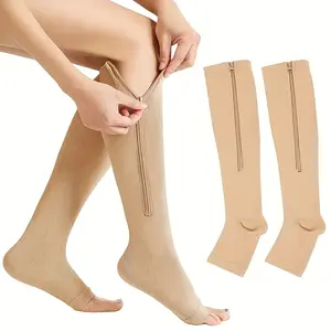 Zipper Compression Socks, Toeless Sports Socks, Anti-Slip Running Socks, Varicose Veins Pressure Socks, Unisex Leg Sleeves, Compression Athletic Socks, Breathable Compression Socks
